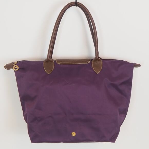 Longchamp Le Pilage Original Nylon Tote Bag Made in France Purple Shoulder Tote - Picture 2 of 16